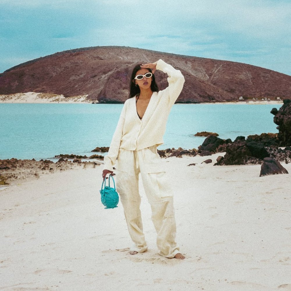 Cherry LA American Classic Cropped Knit Cardigan in Cream